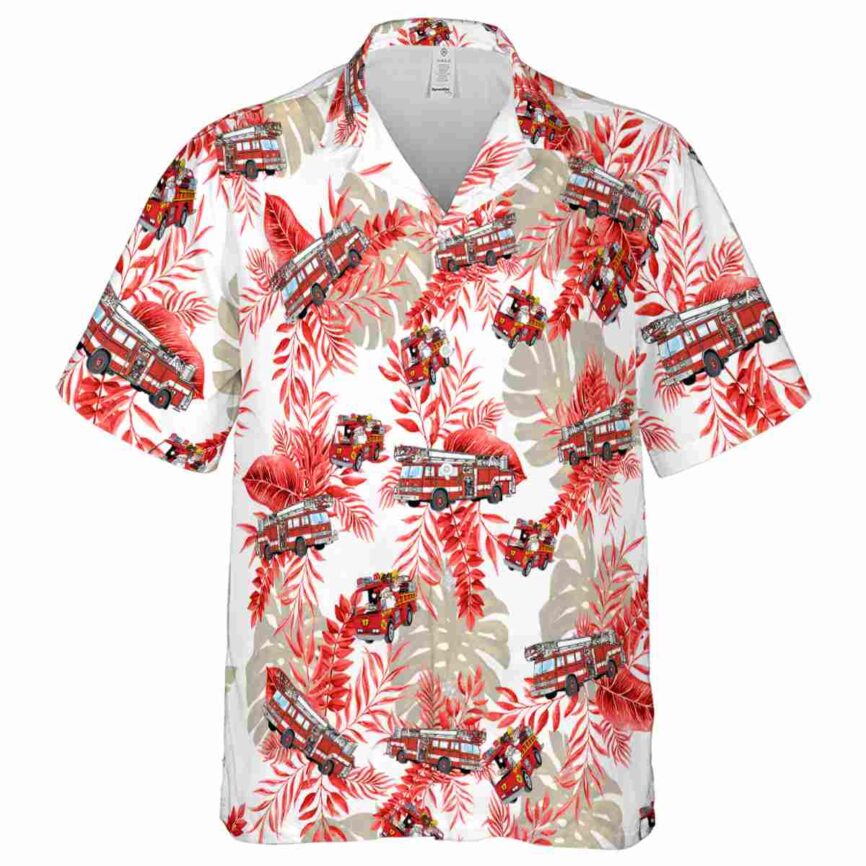 Fire Truck Tropical Fronds Hawaiian Shirt Fashion forward