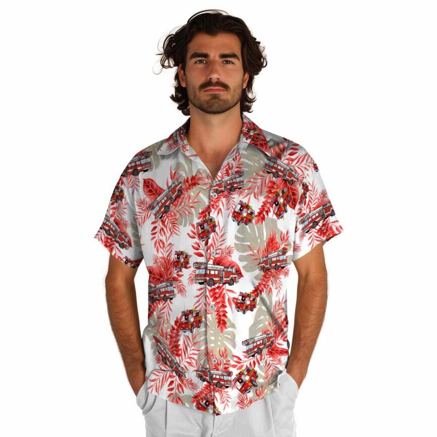 Fire Truck Tropical Fronds Hawaiian Shirt New Arrival