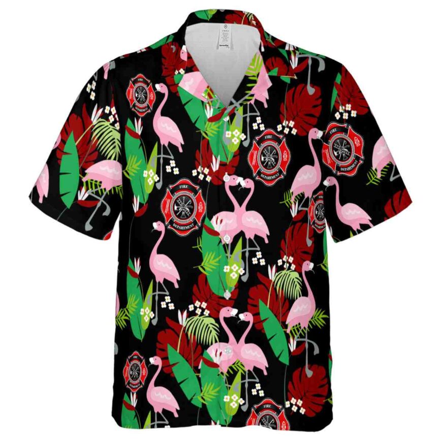 Firefighter Flamingo Leaf Hawaiian Shirt Fashion forward