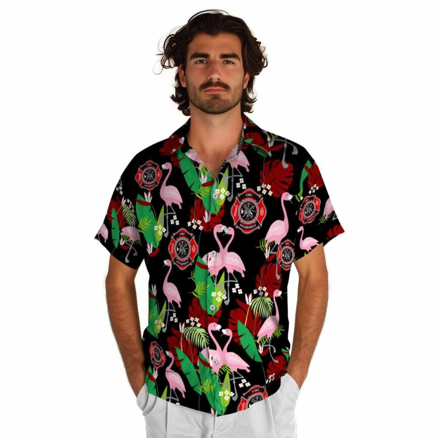 Firefighter Flamingo Leaf Hawaiian Shirt New Arrival