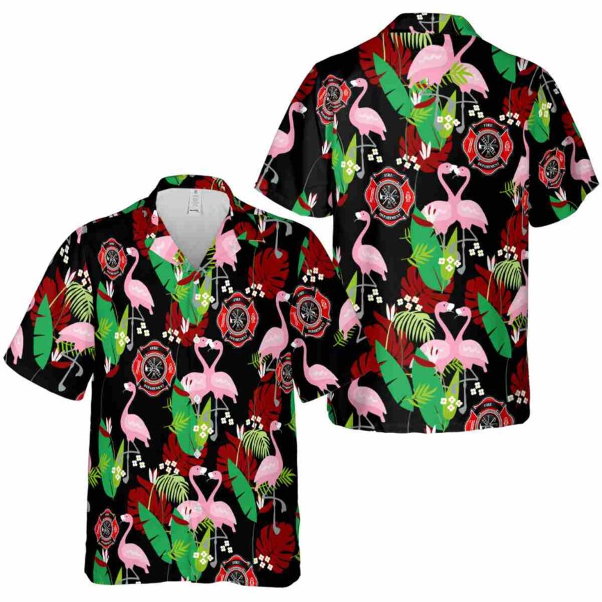 Firefighter Flamingo Leaf Hawaiian Shirt Premium grade