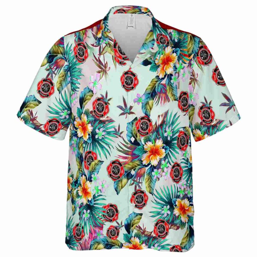 Firefighter Floral Burst Hawaiian Shirt Fashion forward