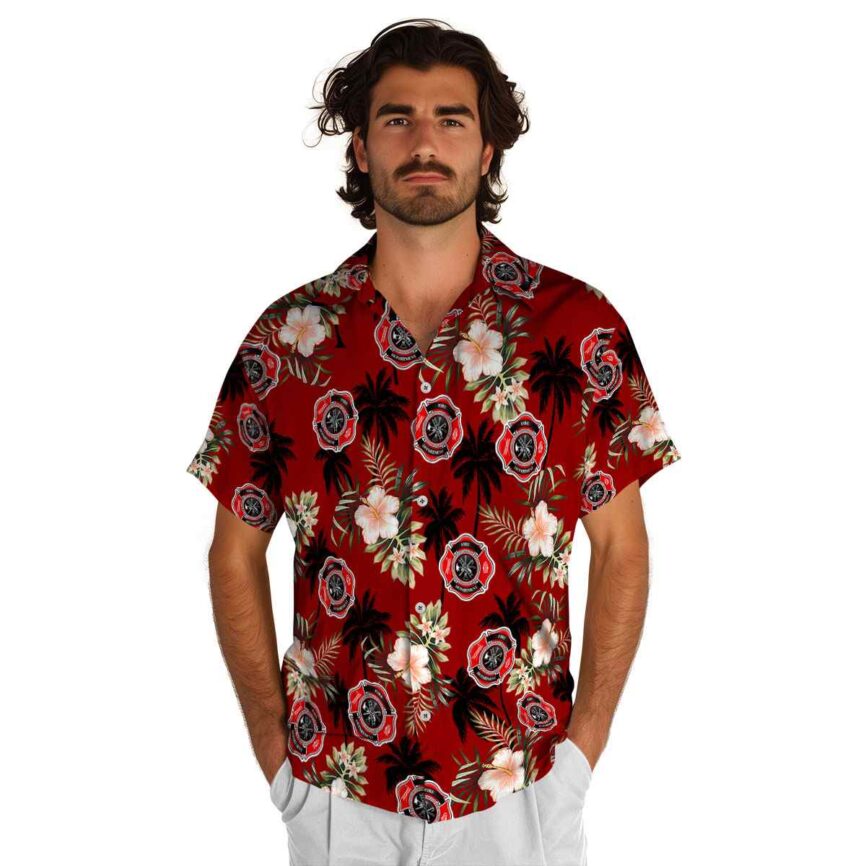 Firefighter Hibiscus Palm Hawaiian Shirt New Arrival