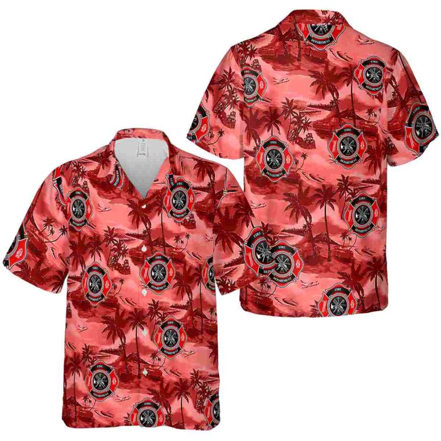 Firefighter Island Beach Hawaiian Shirt Premium grade