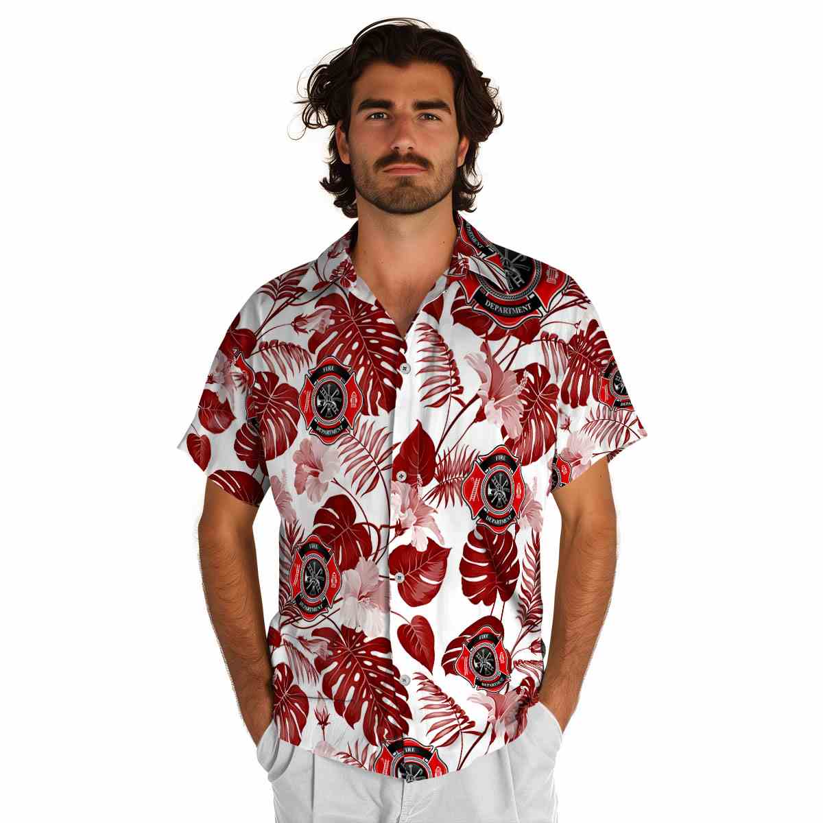 Firefighter Leaf Pattern Hawaiian Shirt New Arrival Firefighter Leaf Pattern Hawaiian Shirt New Arrival