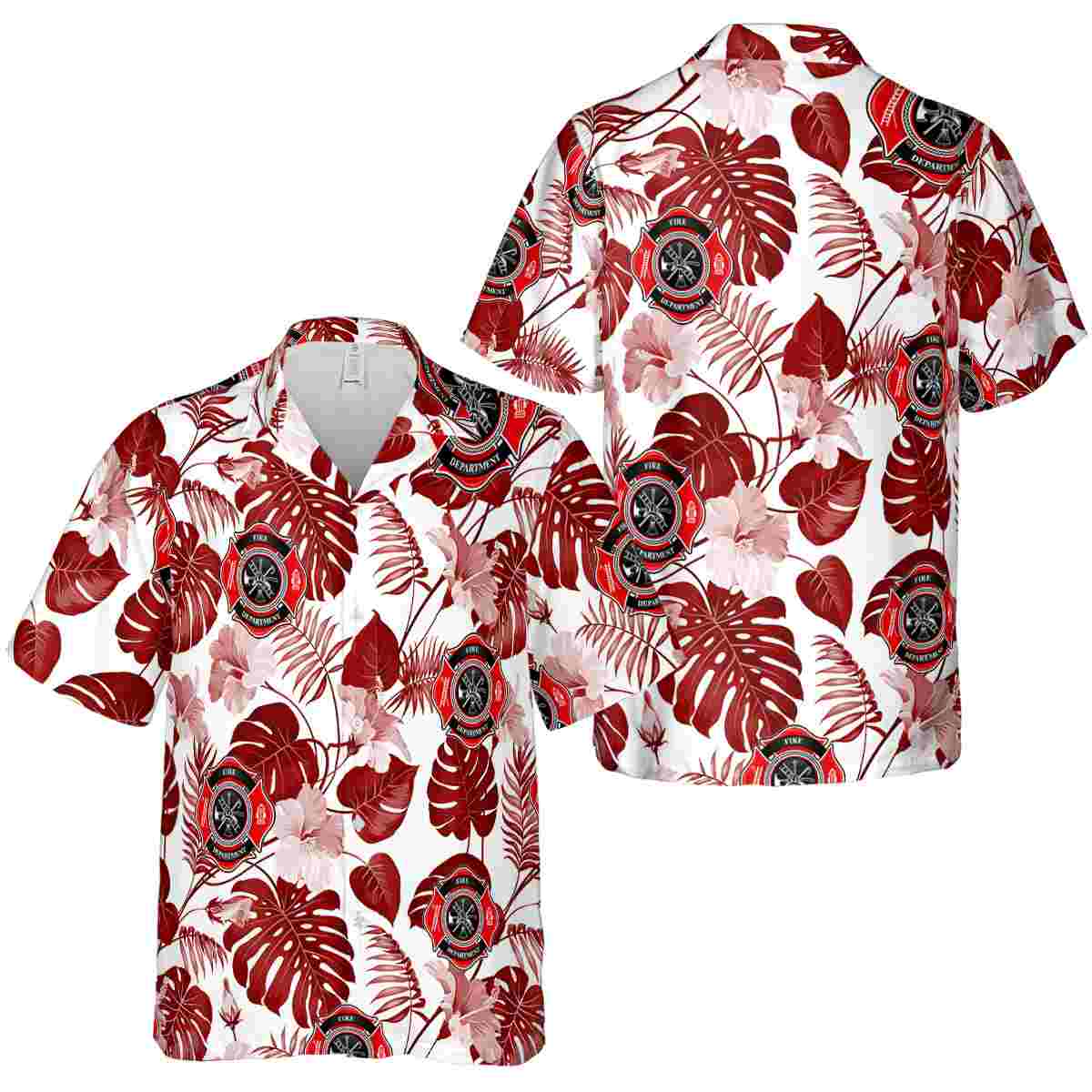 Firefighter Leaf Pattern Hawaiian Shirt Premium grade Firefighter Leaf Pattern Hawaiian Shirt Premium grade