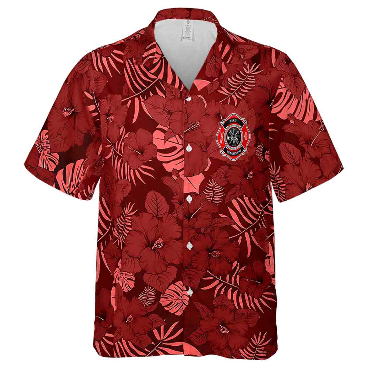 Firefighter Monochrome Floral Hawaiian Shirt Fashion forward Firefighter Monochrome Floral Hawaiian Shirt Fashion forward