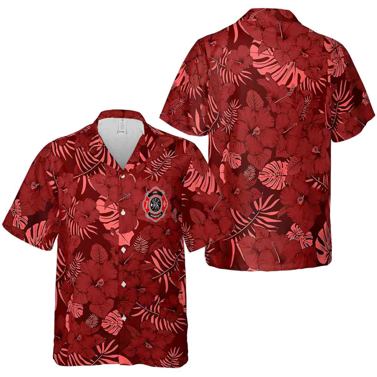 Firefighter Monochrome Floral Hawaiian Shirt Premium grade Firefighter Monochrome Floral Hawaiian Shirt Premium grade