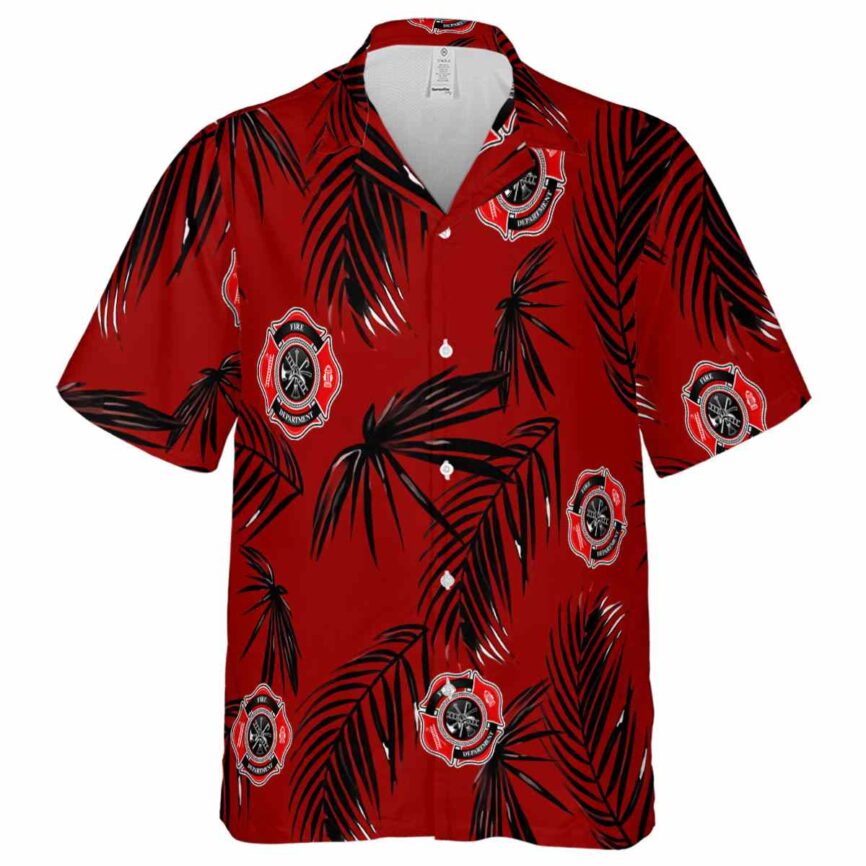 Firefighter Monochrome Palm Hawaiian Shirt Fashion forward