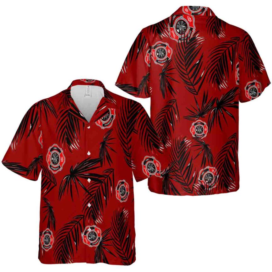 Firefighter Monochrome Palm Hawaiian Shirt Premium grade