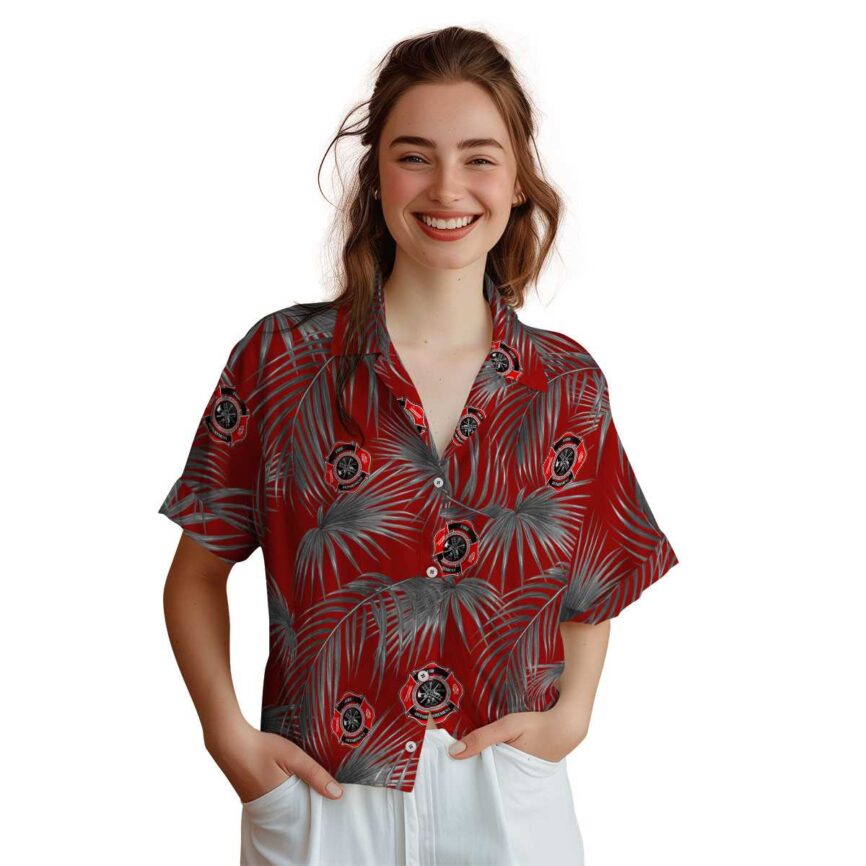 Firefighter Palm Frond Hawaiian Shirt Top rated