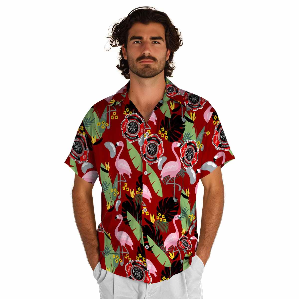 Firefighter Pink Flamingo Hawaiian Shirt New Arrival Firefighter Pink Flamingo Hawaiian Shirt New Arrival