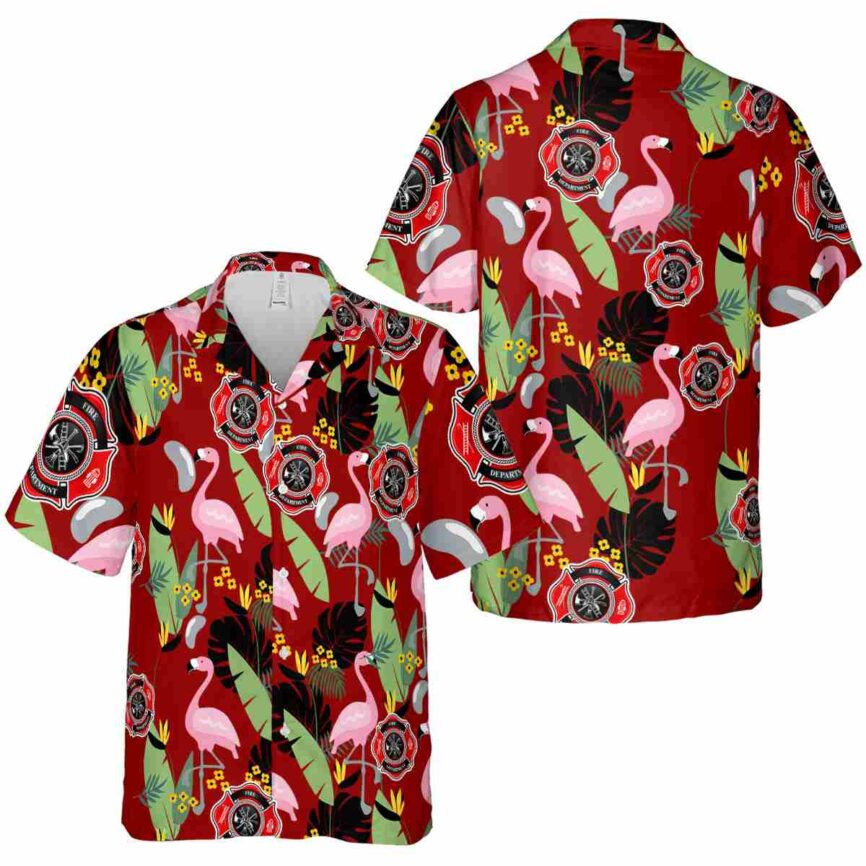 Firefighter Pink Flamingo Hawaiian Shirt Premium grade