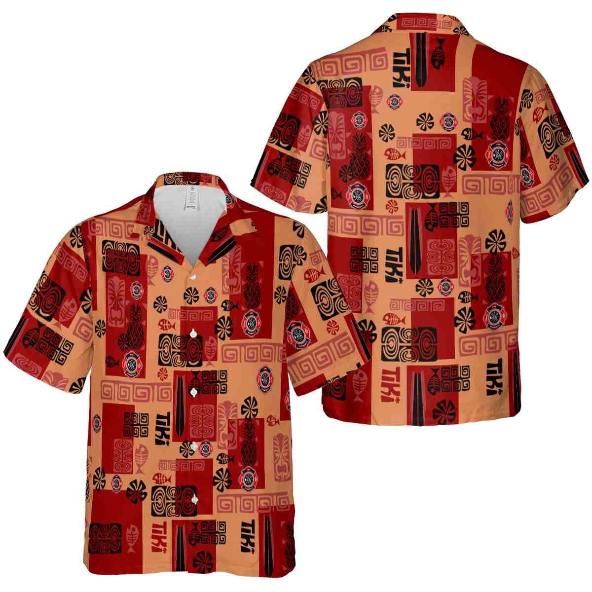 Firefighter Tiki Motifs Hawaiian Shirt Premium grade Firefighter Tiki Motifs Hawaiian Shirt Premium grade