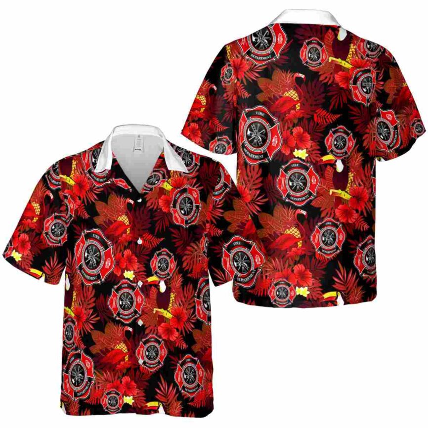 Firefighter Tropical Bird Hawaiian Shirt Premium grade