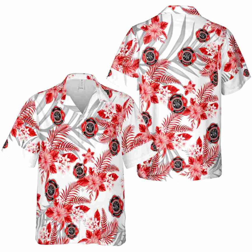 Firefighter Tropical Blossom Hawaiian Shirt Premium grade