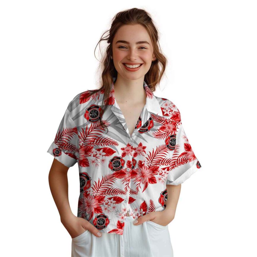 Firefighter Tropical Blossom Hawaiian Shirt Top rated
