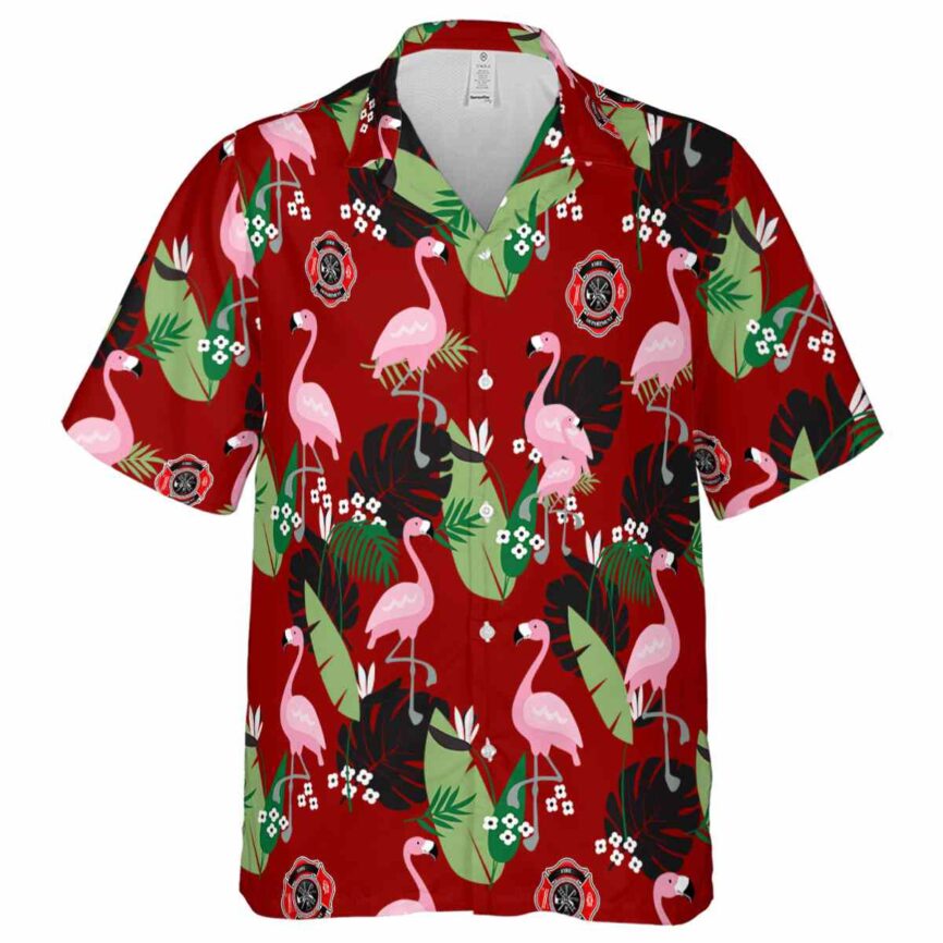 Firefighter Tropical Flamingo Hawaiian Shirt Fashion forward