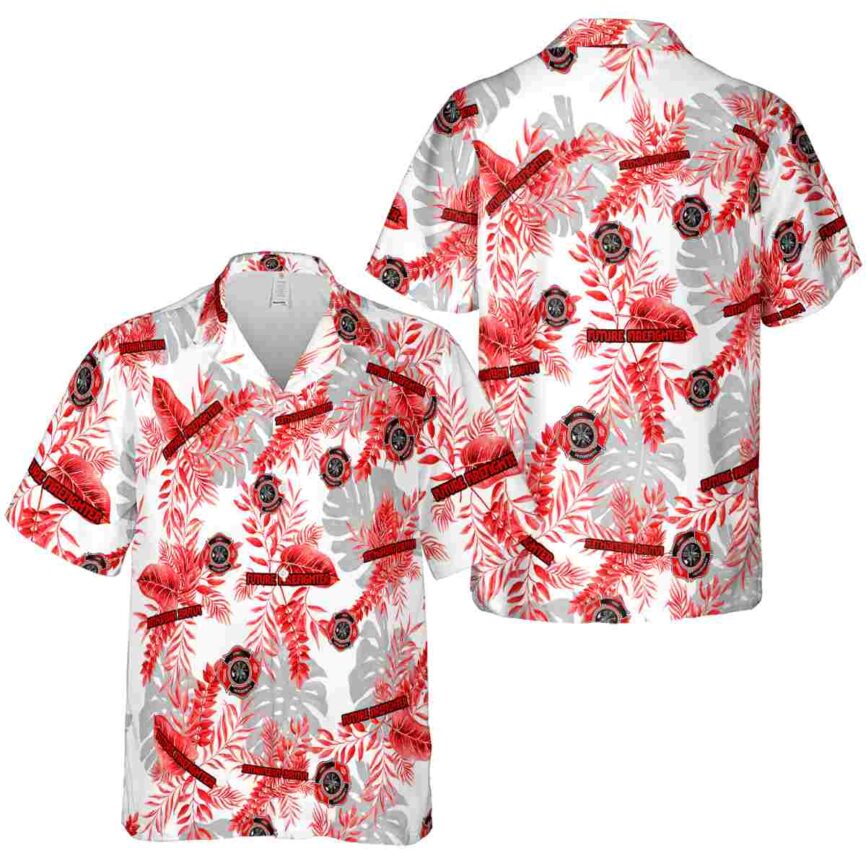 Firefighter Tropical Fronds Hawaiian Shirt Premium grade