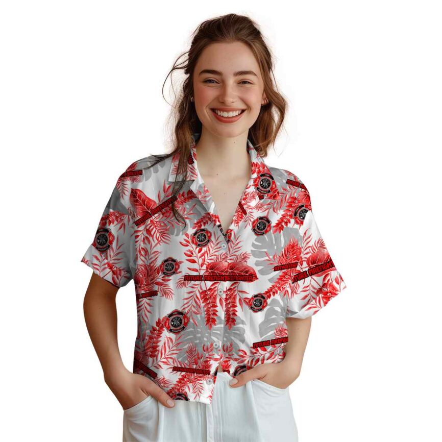 Firefighter Tropical Fronds Hawaiian Shirt Top rated