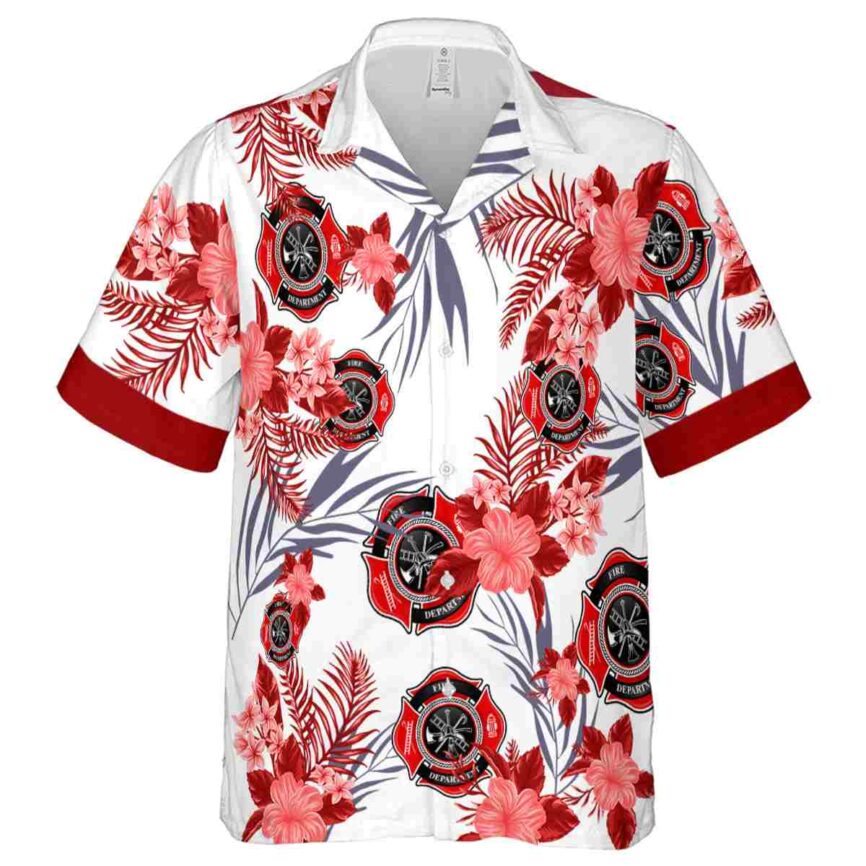Firefighter US Flag Floral Hawaiian Shirt Fashion forward