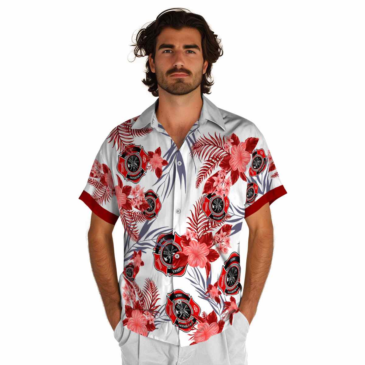 Firefighter US Flag Floral Hawaiian Shirt New Arrival Firefighter US Flag Floral Hawaiian Shirt New Arrival