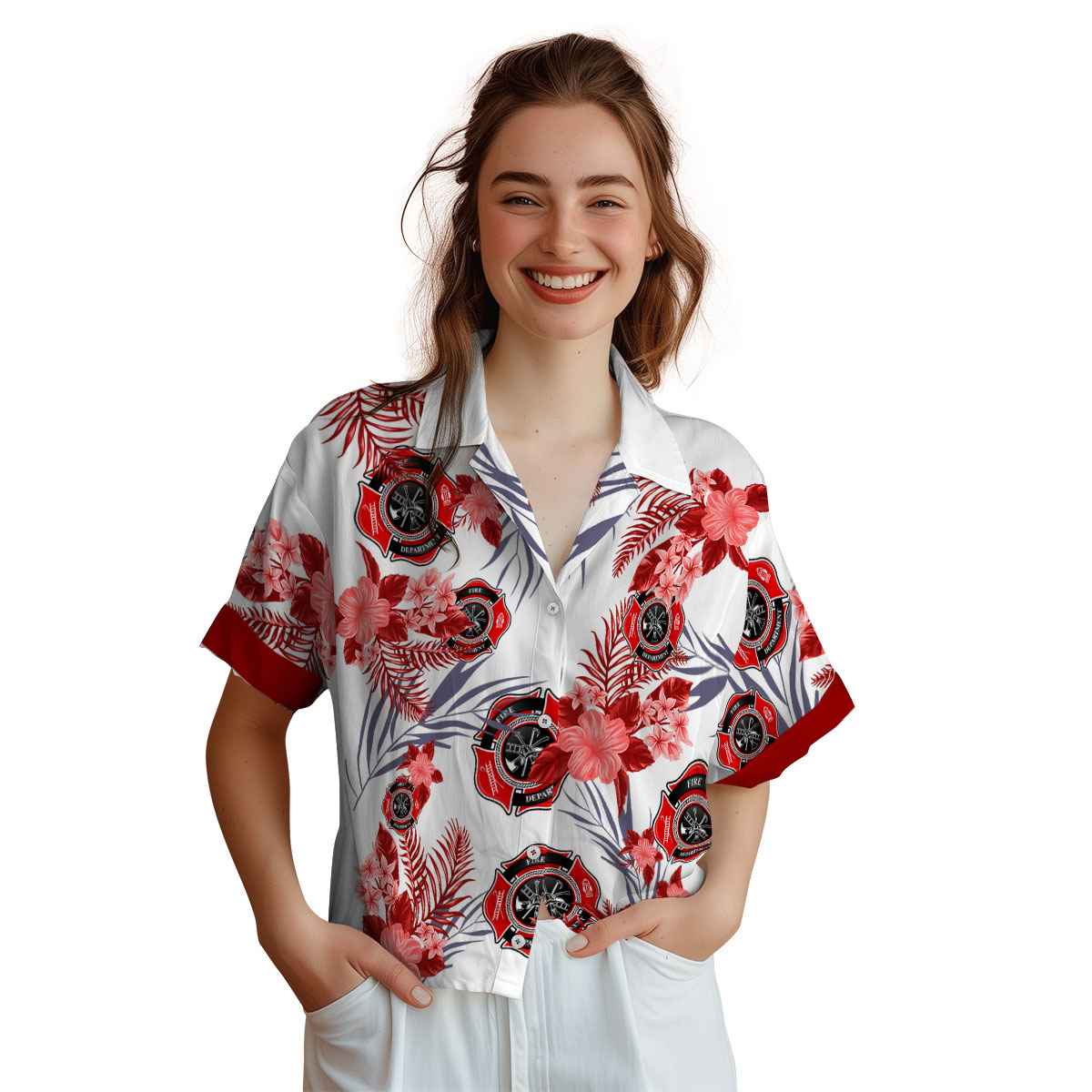 Firefighter US Flag Floral Hawaiian Shirt Top rated Firefighter US Flag Floral Hawaiian Shirt Top rated