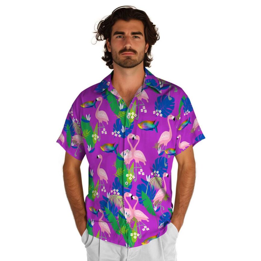 Fish Flamingo Leaf Hawaiian Shirt New Arrival