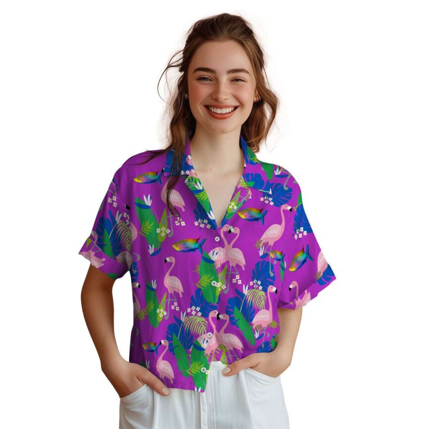 Fish Flamingo Leaf Hawaiian Shirt Top rated