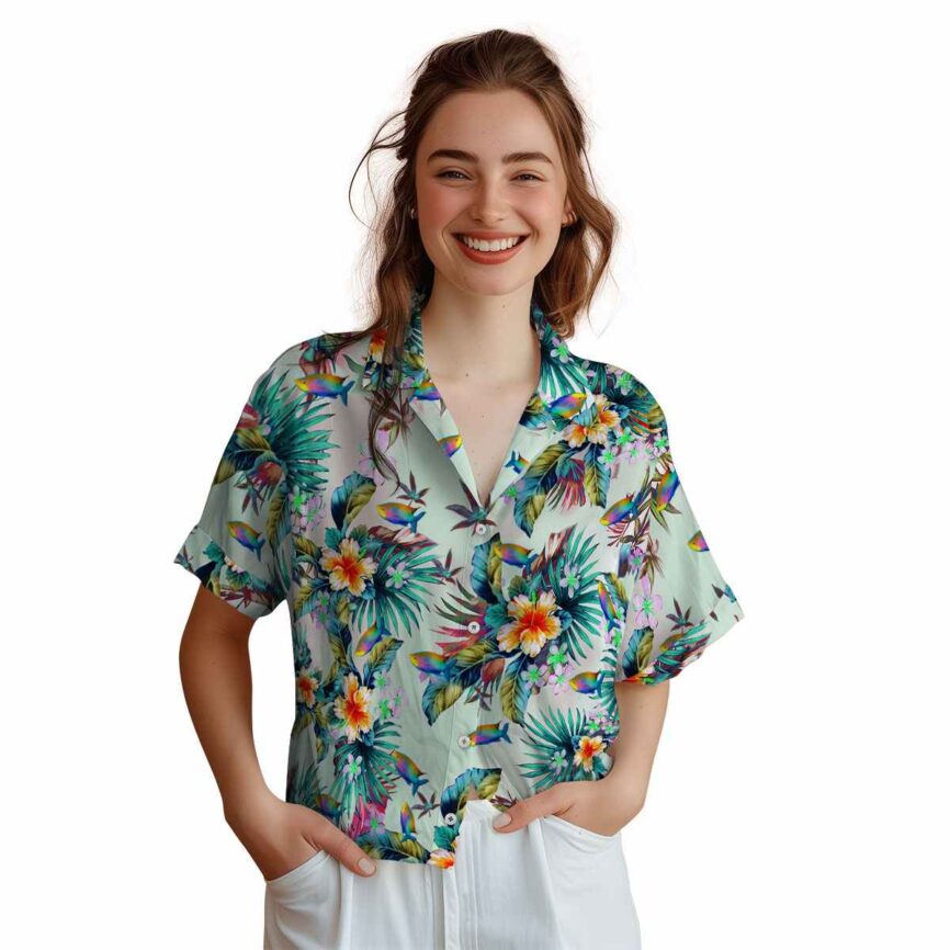 Fish Floral Burst Hawaiian Shirt Top rated