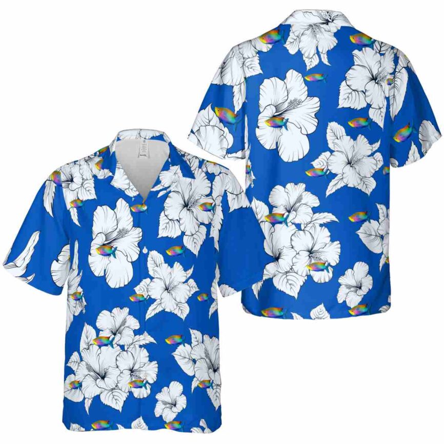 Fish Hibiscus Flower Hawaiian Shirt Premium grade