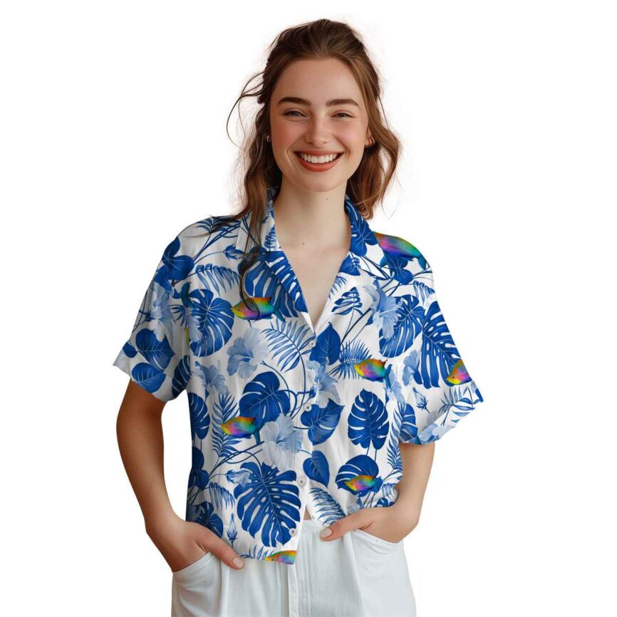 Fish Leaf Pattern Hawaiian Shirt Top rated