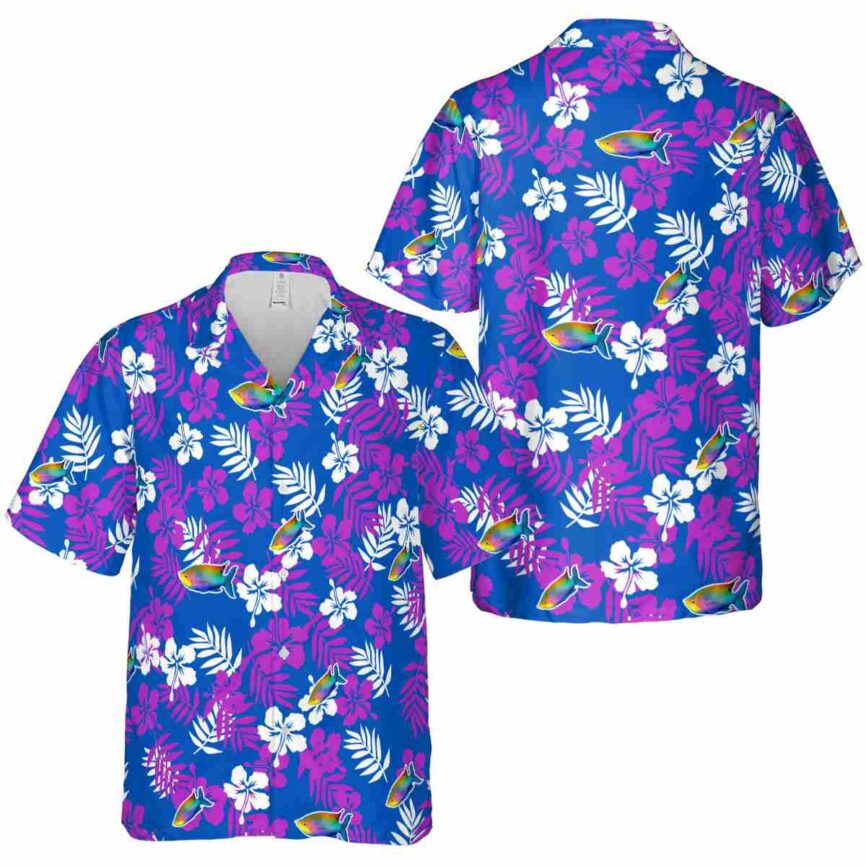 Fish Leafy Hibiscus Hawaiian Shirt Premium grade
