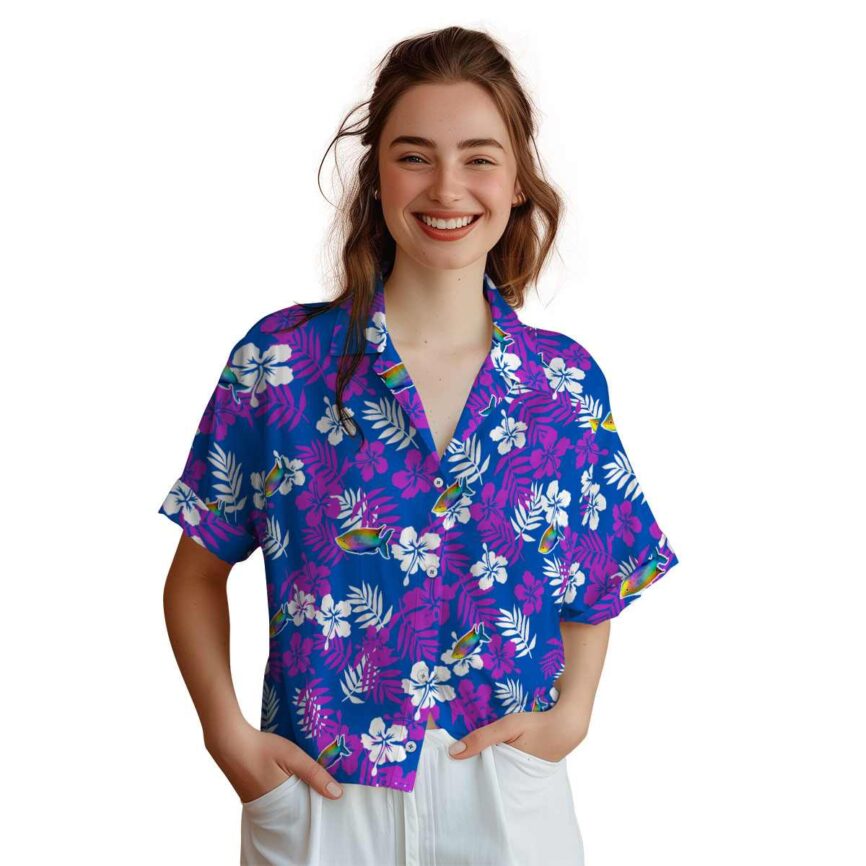 Fish Leafy Hibiscus Hawaiian Shirt Top rated