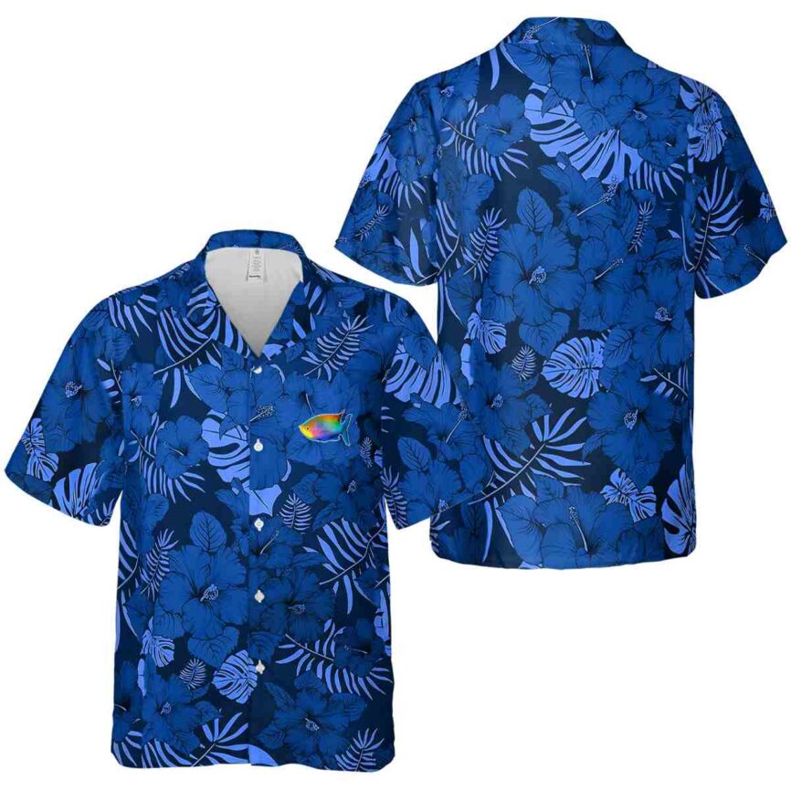 Fish Monochrome Floral Hawaiian Shirt Premium grade