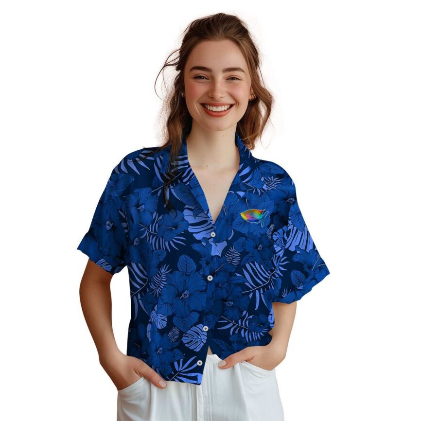 Fish Monochrome Floral Hawaiian Shirt Top rated