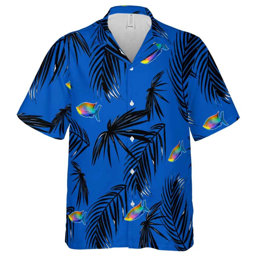 Fish Monochrome Palm Hawaiian Shirt Fashion forward