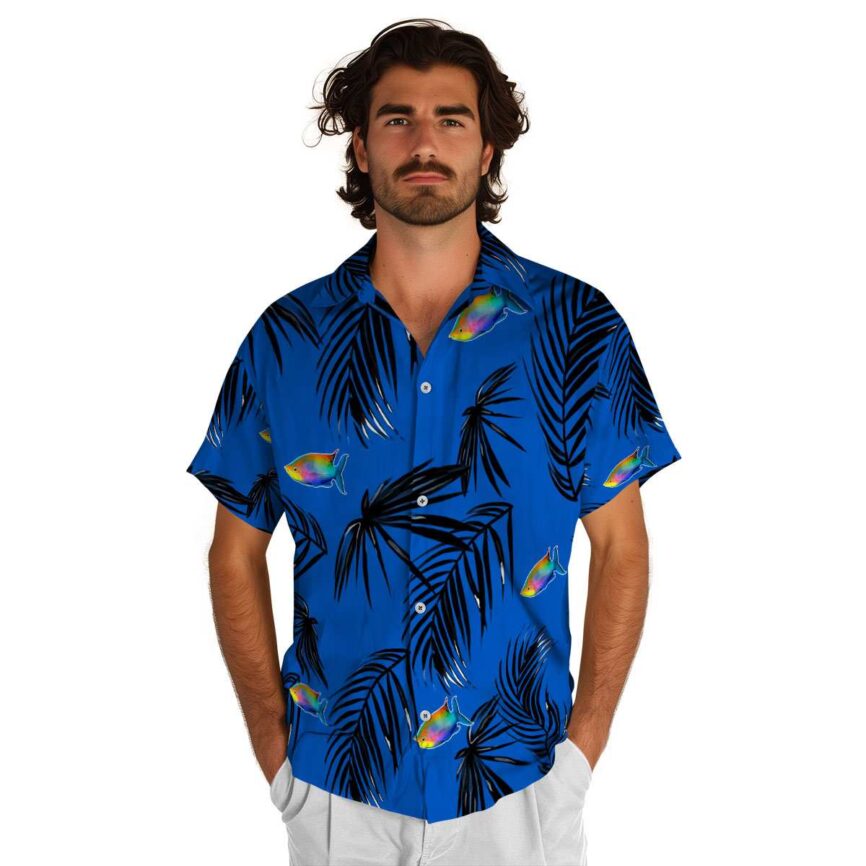 Fish Monochrome Palm Hawaiian Shirt New Arrival