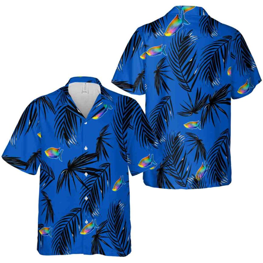 Fish Monochrome Palm Hawaiian Shirt Premium grade