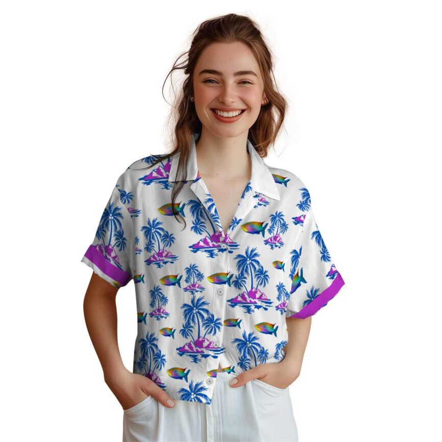 Fish Palm Island Graphic Hawaiian Shirt Top rated