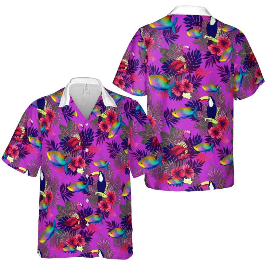 Fish Tropical Bird Hawaiian Shirt Premium grade