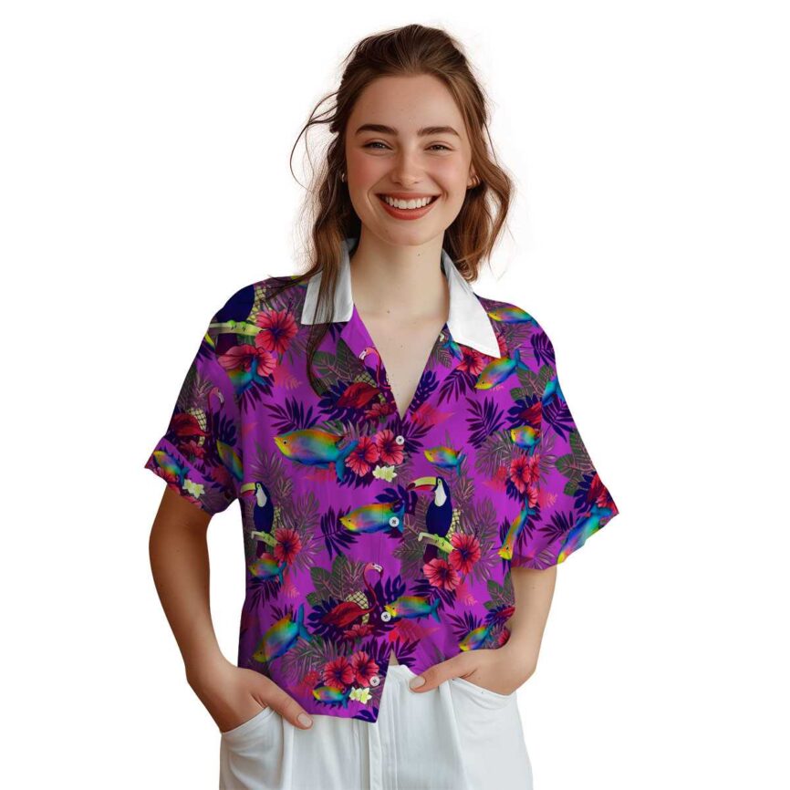 Fish Tropical Bird Hawaiian Shirt Top rated