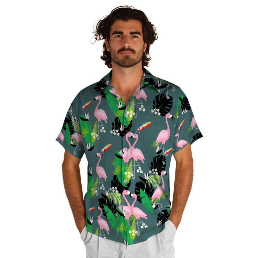 Fishing Flamingo Leaf Hawaiian Shirt New Arrival