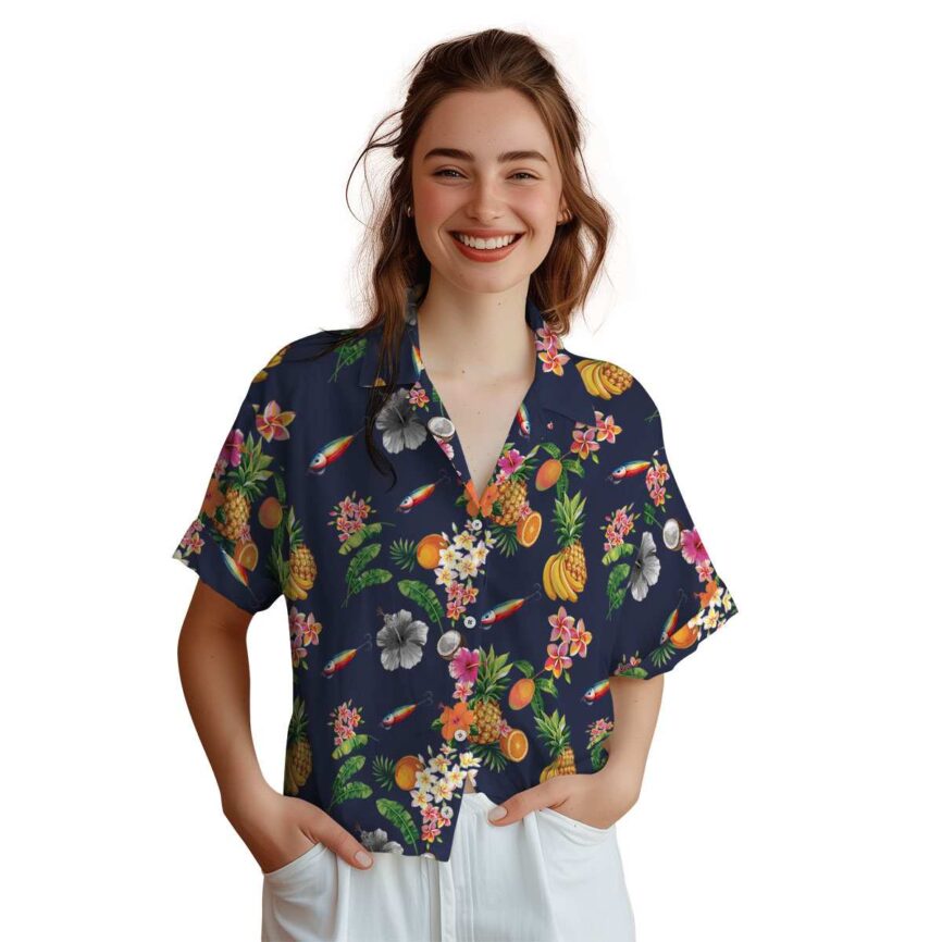 Fishing Fruit Pattern Hawaiian Shirt Top rated