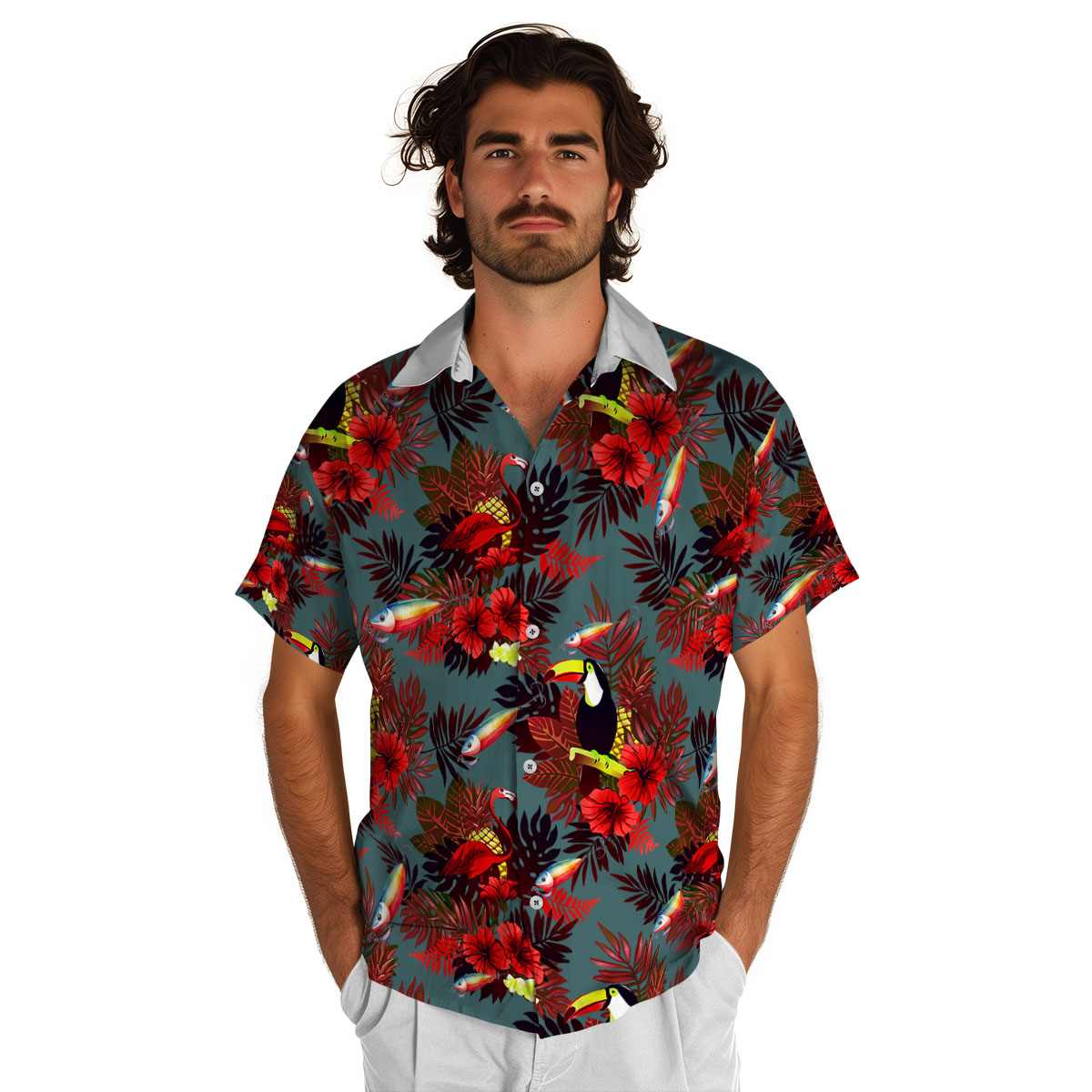 Fishing Tropical Bird Hawaiian Shirt New Arrival Fishing Tropical Bird Hawaiian Shirt New Arrival