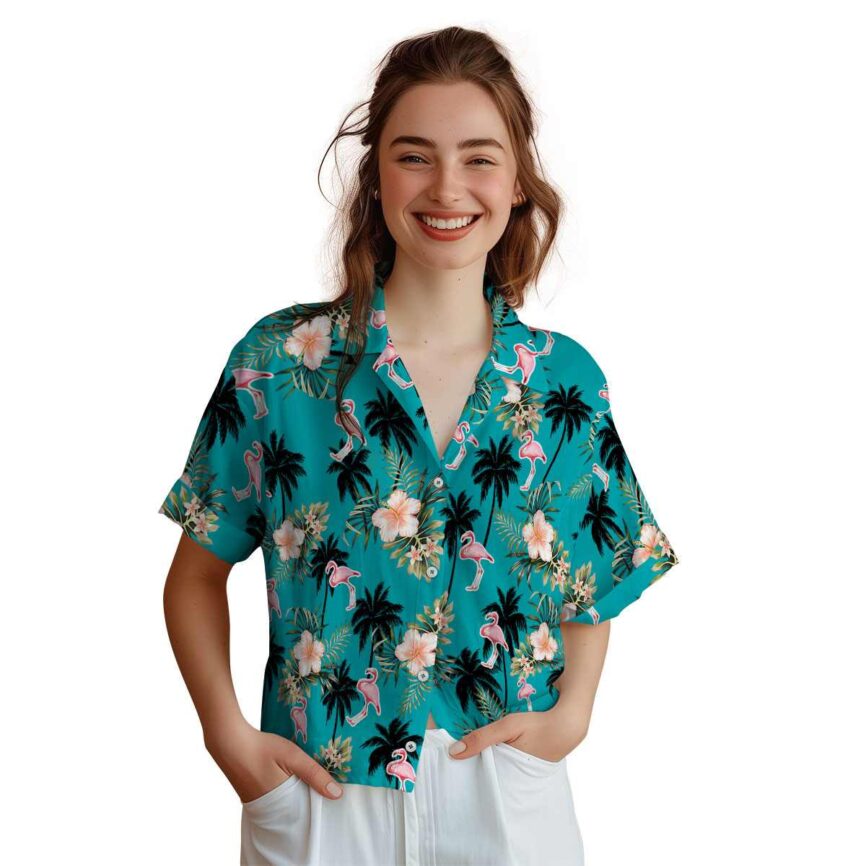 Flamingo Hibiscus Palm Hawaiian Shirt Top rated