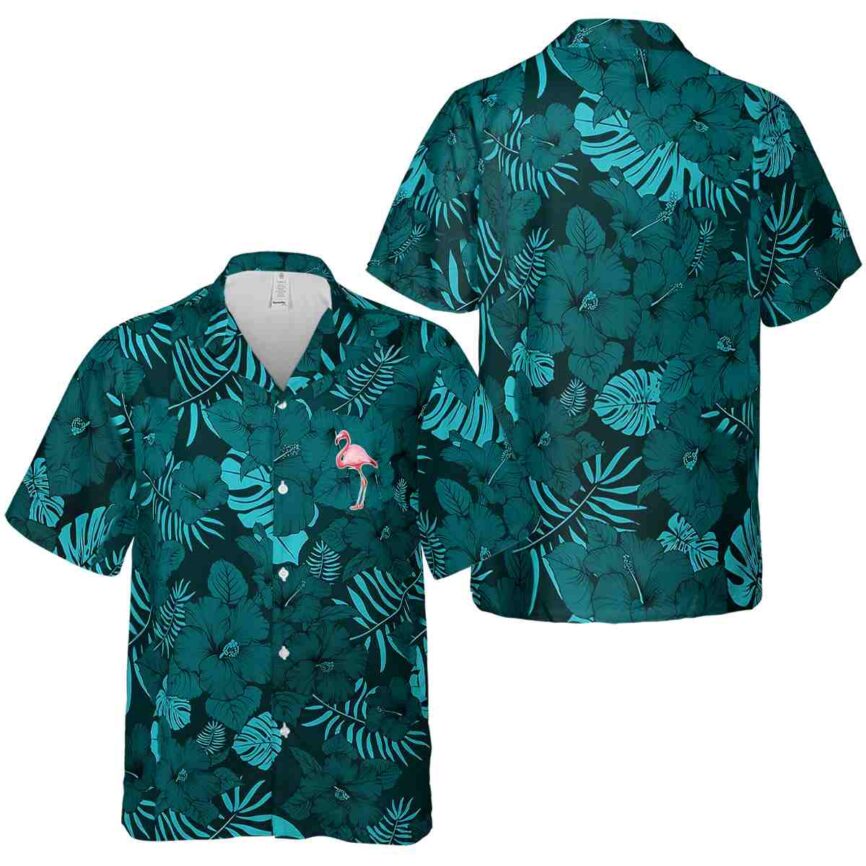 Flamingo Monochrome Floral Hawaiian Shirt Premium grade