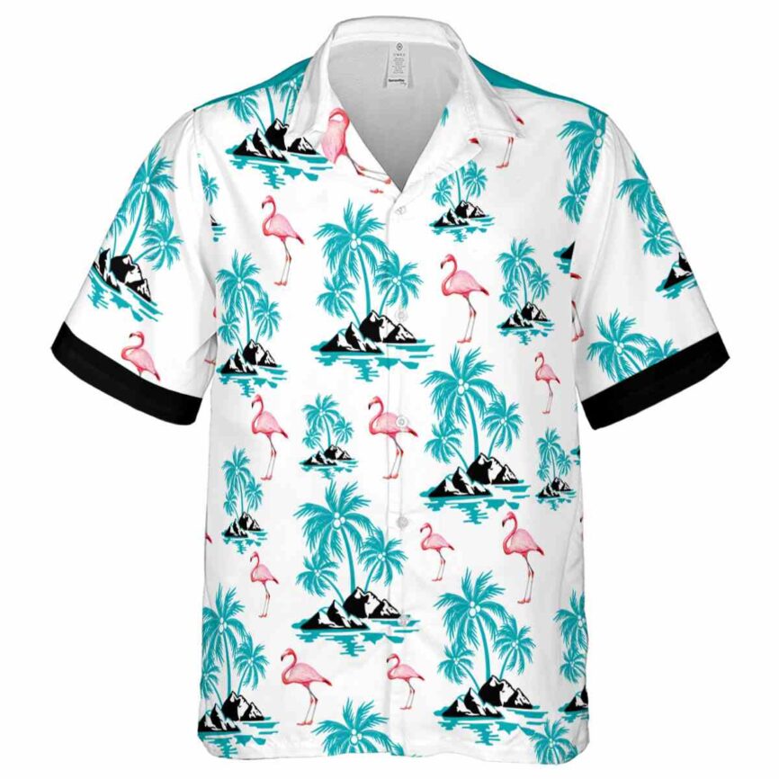 Flamingo Palm Island Graphic Hawaiian Shirt Fashion forward