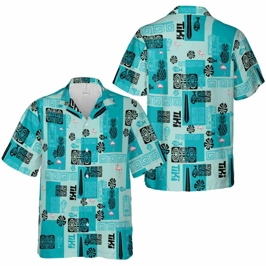 Flamingo Tiki Motifs Hawaiian Shirt Premium grade