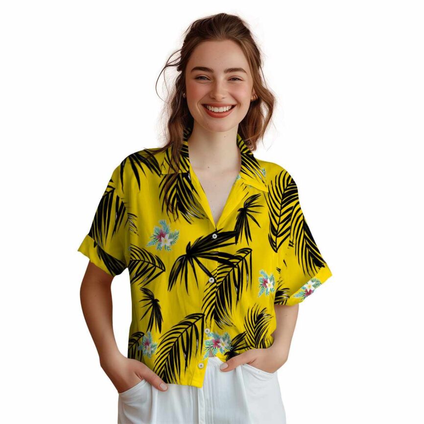 Floral Monochrome Palm Hawaiian Shirt Top rated